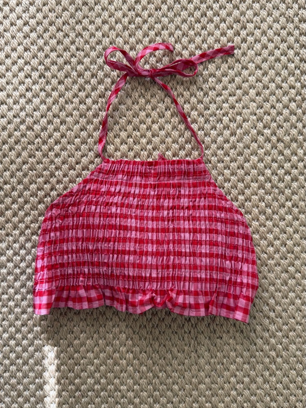 Girls Bebe Organic Pink Red Gingham Halter Top size 5 year